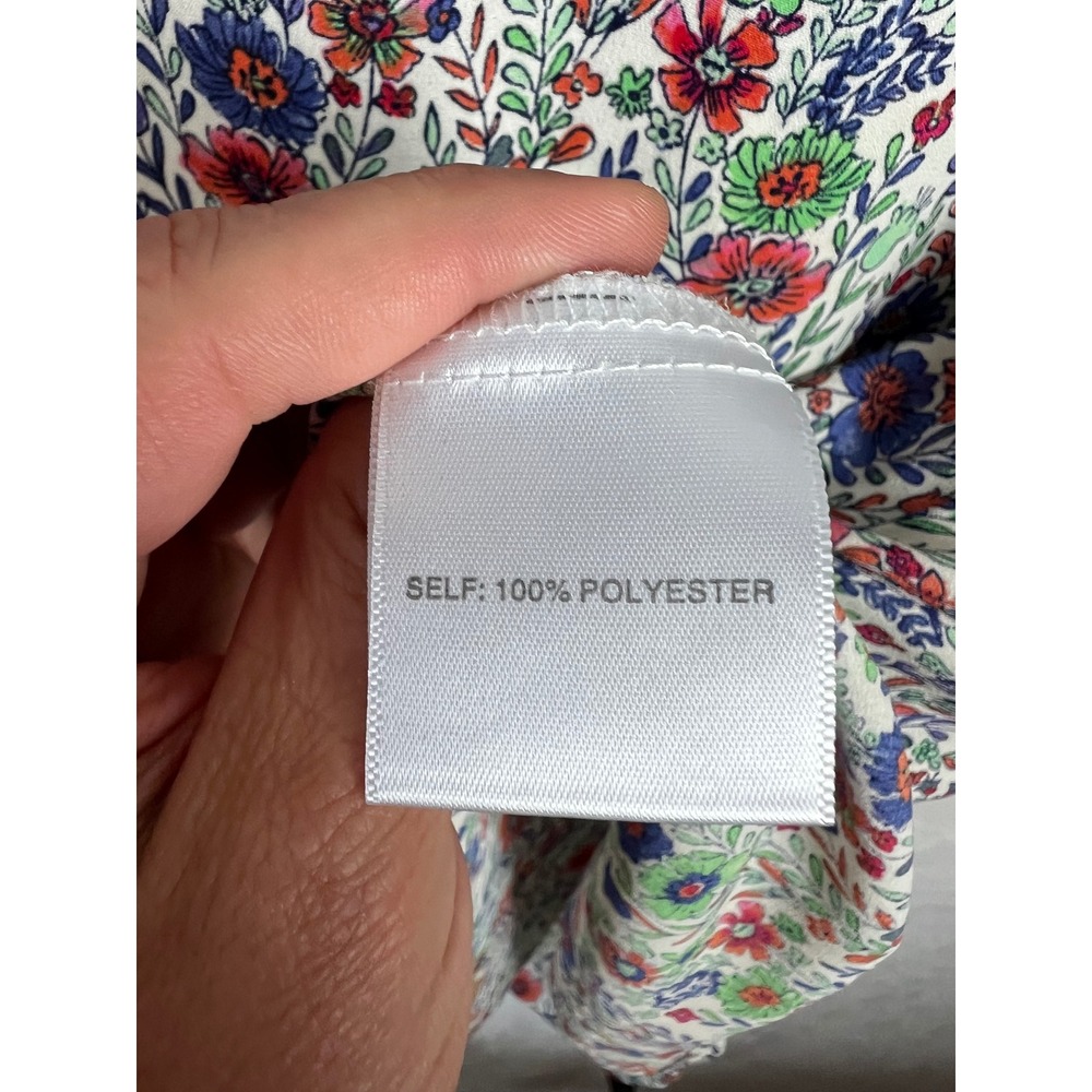 Rose & Olive Floral Tie Neck Blouse Size 1X Plus Flutter Sleeve Cottagecore - Picture 5 of 10